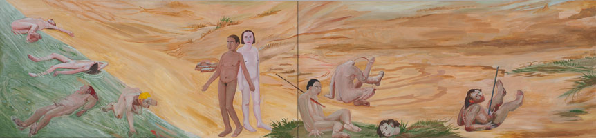 Charles Garabedian / 
Study for the Iliad, 1991 - 2008  / 
acrylic on canvas  / 
Diptych: 50 x 216 in. (127 x 548.6 cm)