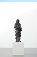 Tia Pulitzer / 
The Mourner, 2009 / 
bronze; heat sensitive urethane paint / 
sculpture: 48 x 15 x 12 1/2 in. (121.9 x 38.1 x 31.8 cm); / 
pedestal: 24 x 22 x 22 in. (61 x 55.9 x 55.9 cm); / 
overall: 72 x 22 x 22 in. (182.9 x 55.9 x 55.9 cm) / 
Private collection