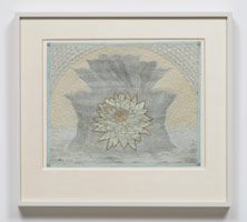 Tom Wudl / 
Great Brilliance of the Moon Reflected in the Ocean, 2016 / 
pencil, 22K gold powder, gum arabic, white gold, polymer medium on Tengucho paper / 
paper: 12 x 14 1/2 in. (30.5 x 36.8 cm) / 
framed: 18 1/4 x 20 3/4 in. (46.4 x 52.7 cm)
