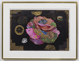 Tom Wudl / 
Unattached, Unbound, Liberated Kindness, 2013 / 
pencil, gouache, 22 karat gold, and gum arabic on rice paper / 
25 x 36 1/2 in. (63.5 x 92.7 cm) / 
framed: 35 1/2 x 46 1/2 in. (90.2 x 118.1 cm)