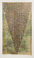 Tom Wudl / 
Verde, 1972 / 
acrylic and gold leaf on paper punch / 
94 1/2 x 51 in. (240 x 129.5 cm)