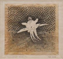 Tom Wudl / 
Universal Purity, 2010  / 
      oil, pencil and silver leaf on vellum paper / 
      image: 3 3/4 x 4 in. (9.5 x 10.2 cm)  / 
      paper: 12 x 11 in. (30.5 x 27.9 cm) 
