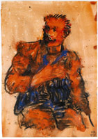 Tony Bevan / 
Figure of a man, 1987 / 
pastel and powdered pigment on paper / 
25 x 17 1/2 in. (63.5 x 44.5 cm)