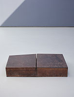 Richard Nonas / 
Untitled, 1979 / 
steel / 
overall: 3 1/2 x 20 x 12 in. (8.9 x 50.8 x 30.5 cm) / 
part one: 3 1/2 x 14 x 11 in. (8.9 x 35.6 x 27.9 cm) / 
part two: 3 1/2 x 13 x 11 in. (8.9 x 33 x 27.9 cm) / 
RN24-001
