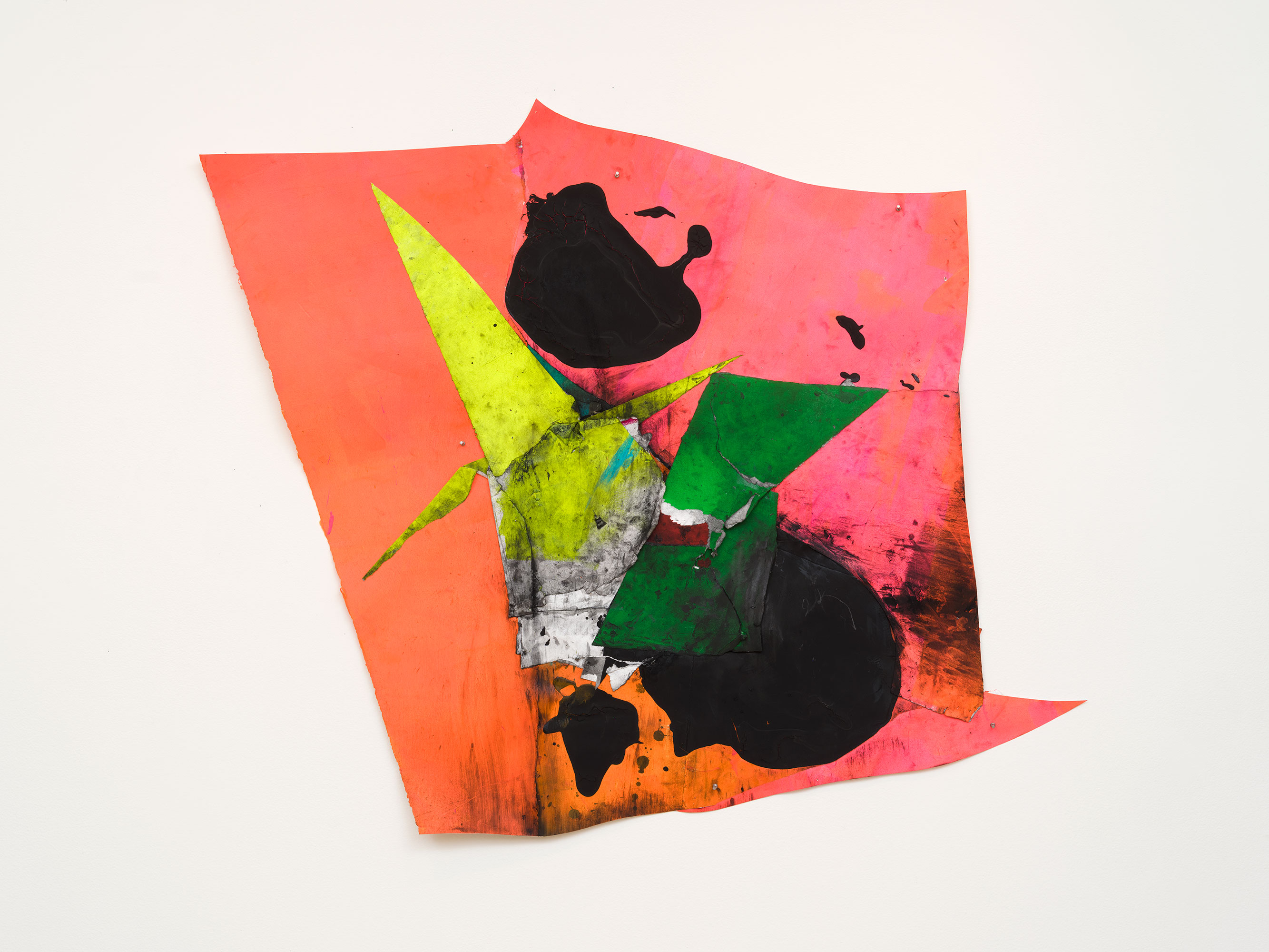 Wesley Kimler / 
Hot Pink Fox, 2022 / 
vinyl acrylic, charcoal, and graphite on rag paper / 
45 x 53 in. (114.3 x 134.6 cm)