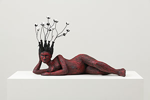 Alison Saar / 
Bitter Crop, 2018 / 
wood, steel, bronze, acrylic and tar / 
18 x 28 x 8 in. (45.7 x 71.1 x 20.3 cm)