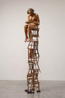 Alison Saar / 
Brood, 2008 / 
found children's chairs, Fiberglass & bronze / 
98 x 20 x 20 in. (approx) / 
Private collection 
