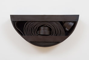Ben Jackel / 
Coiled Navy Hose, 2014 / 
stoneware, beeswax / 
13 x 27 x 6 1/2 in. (33 x 68.6 x 16.5 cm) 
