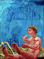 Prehistoric Figure, 1978 - 1980 / 
acrylic on panel / 
40 x 30 in. (101.6 x 76.2 cm) / 
Private collection