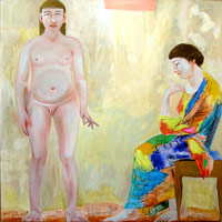 Artist and Her Model, 1981 / 
acrylic on canvas / 
72 x 72 in. (182.88 x 182.88 cm) / 
Private collection