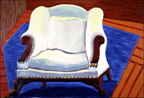 David Hockney / 
Used Chair, 1988 / 
oil on canvas / 
24 x 36 in. (60.9 x 91.44 cm) / 
Private collection