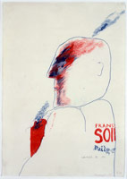 David Hockney / 
Via Reggio, 1962 / 
colored pencil on paper / 
28 1/2 x 22 1/4 in. (78.39 x 56.51 cm)(fr.) / 
Private collection