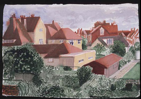 Bridlington. Gardens and Rooftops III, 2004 / 
      watercolor on paper / 
      26 1/2 x 40 in. (67.3 x 101.6 cm) Framed: 43 1/4 x 30.5 in. (109.9 x 77.5 
      cm) / 
      Private collection