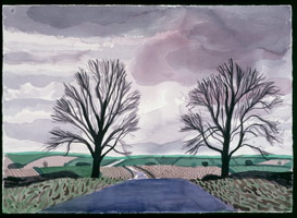 Two Trees, East Yorkshire, 2004 / 
      watercolor on paper / 
      29 1/2 x 41 1/2 in. (74.5 x 105.4 cm) Framed: 32 3/4 x 44 1/2 in. (83.2 x 113 cm) / 
      Private collection