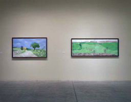 Installation photography, David Hockney, “Hand Eye Heart” / 
Watercolors of the East Yorkshire Landscape 