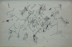 Don Suggs / 
Corona, 1972 / 
ink on paper / 
12 x 18 in. (30.5 x 45.7 cm) / 
Private collection 