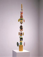 Don Suggs / 
Table Top Feast Pole, 2002 / 
        plastic objects and oil paint / 
        72 x 12 x 8 in. (182.9 x 30.5 x 20.3 cm)