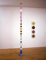 Don Suggs / 
Dieter's Feast Pole, 2002 / 
        plastic objects and oil paint / 
        120 x 6 x 6 in. (304.8 x 15.2 x 15.2 cm) 