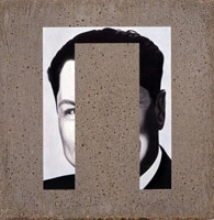 Don Suggs / 
Disappearances: Jimmy Hoffa, 1988 / 
oil on concrete / 
15 3/4 x 15 1/2 in. (40 x 39.4 cm) / 
Private collection 