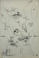 Don Suggs / 
Fly Catcher, 1972 / 
ink on paper / 
18 x 12 in. (45.7 x 30.5 cm) / 
Private collection