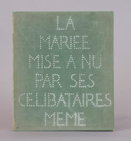 Marcel Duchamp / The Bride Stripped Bare by Her Bachelors Even (or) The Green Box, September 1934 / One color plate with 93 notes, drawings, photographs, and/or facsimiles in green- flocked cardboard box, self-hinged / Box Dimensions: 13 1/16 in. x 11 in. x 1 ft (33.2 x 27.9 x 30.5 cm)