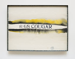 Edward Kienholz / 
For 68 Cougar, 1969 / 
aquarelle and ink on paper in artist-made frame / 
12 x 16 in. (30.5 x 40.6 cm)