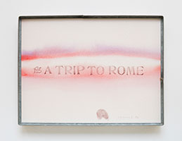 Edward Kienholz / 
For A Trip to Rome, 1986 / 
aquarelle and ink on paper in artist-made frame / 
12 x 16 in. [30.5 x 40.6 cm]