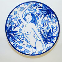 Eduardo Sarabia / 
History of the World 12, 2008 / 
hand painted ceramic plate / 
12.6 in. (32 cm)