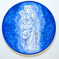 Eduardo Sarabia / 
History of the World 231, 2008 / 
hand painted ceramic plate / 
12.6 in. (32 cm)