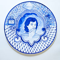Eduardo Sarabia / 
History of the World 562, 2008 / 
hand painted ceramic plate / 
12.6 in. (32 cm)
 
