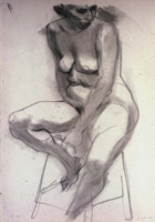 Frederick Hammersley / 
Seated nude, 1949 / 
pencil  / 
22 x 17 in. (55.9 x 43.2 cm)
