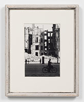 Frederick Hammersley / 
Berlin Street 1945, 1945 / 
black and white photograph in artist-made frame / 
image: 6 1/2 x 4 1/2 in. (16.5 x 11.4 cm) / 
frame: 11 1/2 x 9 in. (29.2 x 22.9 cm) / 
Private collection
