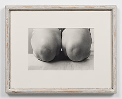 Frederick Hammersley / 
Debby's knees, 1970 / 
black and white photograph in artist-made frame / 
image: 4 1/2 x 7 in. (11.4 x 17.8 cm) / 
frame: 9 1/2 x 12 in. (24.1 x 30.5 cm)