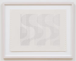 Frederick Hammersley / 
GEE WHIZ, 1969 / 
computer-generated drawing on paper / 
paper: 11 x 15 in. (27.9 x 38.1 cm) / 
Private collection