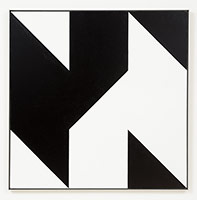 Frederick Hammersley / 
Poles a part, #8 1980 / 
oil on linen / 
45 x 45 in. (114.3 x 114.3 cm)
