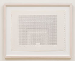 Frederick Hammersley / 
THOUGHT HOLDER, 1969 / 
computer-generated drawing on paper / 
paper: 11 x 15 in. (27.9 x 38.1 cm) / 
Private collection