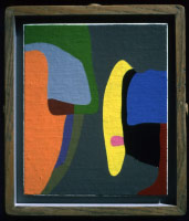 Frederick Hammersley /  
Different drummer, 1987 /  
oil on linen on 3 ply birch /  
11 x 9 in. (27.9 x 22.9 cm) /  
Private collection 