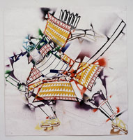Warrior from Shore Line Duel (Study of), 2004 / 
      spraypaint, marker and pencil on paper / 
      45 x 43.5 in. (114.3 x 110.5 cm) / 
      Private collection