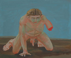 Charles Garabedian /  
Study for the Iliad (Man on his knees with amputated arm, blue background), 1991 /  
acrylic on panel  /  
36 x 44 in. (91.4 x 111.8 cm)