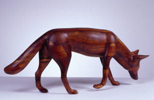 Gwynn Murrill / 
Coyote I, 1983 / 
Laminated Koa wood / 
21 x 51 x 9 in (53.34 x 129.54 x 22.86 cm)