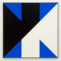 Frederick Hammersley / 
Cross reference, #10 1980 / 
oil on linen / 
45 x 45 in. (114.3 x 114.3 cm)
