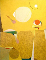 Frederick Hammersley / 
Yellow place, #5 1957 / 
oil on linen / 
38 x 26 in (96.5 x 66 cm) / 
Private collection 