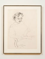 David Hockney / 
Celia, 1984 / 
charcoal on paper / 
29 1/2 x 22 in. (74.9 x 55.9 cm) / 
Framed: 37 x 29 1/4 in. (94 x 74.3 cm)