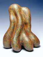Izaak, 2002 / 
acrylic on fired ceramic / 
19 x 15 1/2 x 14 in (48.3 x 39.4 x 35.6 cm) / 
Private collection