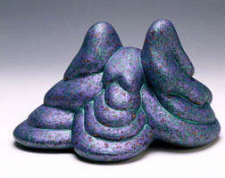 Lower Silurian, 2004 / 
acrylic on fired ceramic / 
4 1/2 x 5 1/2 x 8 in (11.4 x 13.9 x 20.3 cm) / 
Private collection
