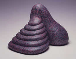Steeps, 2004 / 
acrylic on fired ceramic / 
11 H x 14 x 15 1/2 in (27.9 x 35.6 x 39.4 cm) / 
Base size: 48 H x 26 x 24 in (121.9 x 66 x 61 cm)
