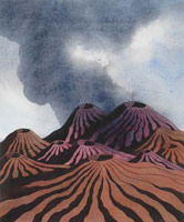 Ken Price / 
Area of Volcanic Risk, 2004 / 
      watercolor on paper / 
      12 x 9 7/8 in. (30.5 x 25 cm) / 
      Private collection