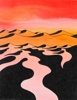 Ken Price / 
Hot Desert, 2005 / 
      watercolor on paper / 
      9 x 7 in. (22.9 x 17.8 cm)  / 
      Private collection