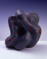 Quiet, 1997 / 
acrylic on fired ceramic<BR
12 1/2 x 12 x 12 in (31.8 x 30.5 x 30.5 cm)<BR
Private collection