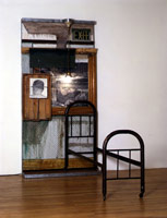 Drawing for Sollie 17, 1980
wood molding, photograph, linoleum, iron bed frame, paper, resin
97 x 48 x 82 1/2 in. (246.38 x 121.92 x 209.55 cm)
Private collection 